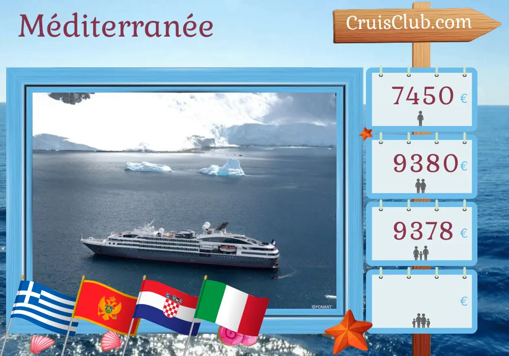 Croisière en Méditerranée de Pirée à Venise à bord du navire L`Austral avec des visites en Grèce, au Monténégro, en Croatie et en Italie pendant 8 jours