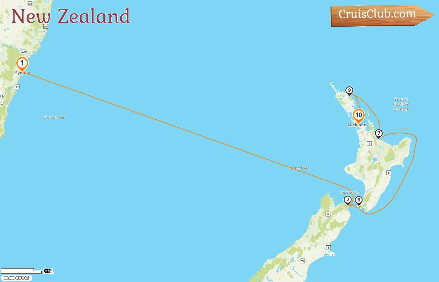 Cruise in the New Zealand from Sydney to Auckland aboard Majestic Princess ship with visits to Australia and New Zealand for 10 days