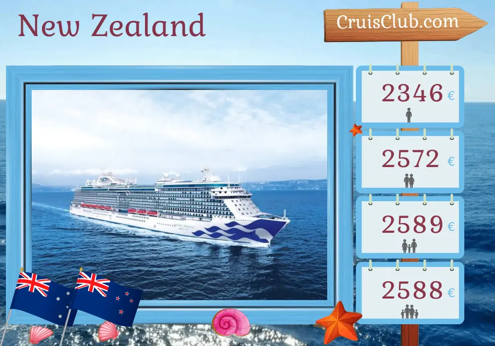 Kreuzfahrt in Neuseeland von Sydney nach Auckland an Bord des Kreuzfahrtschiffs Majestic Princess mit Besuchen in Australien und Neuseeland für 10 Tage