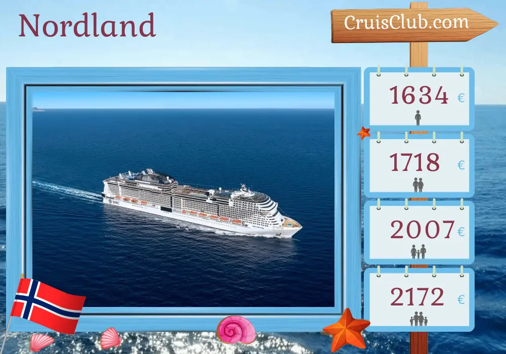 Cruzeiro no Norte a partir de Southampton a bordo do navio MSC Virtuosa com visitas à Noruega por 8 dias