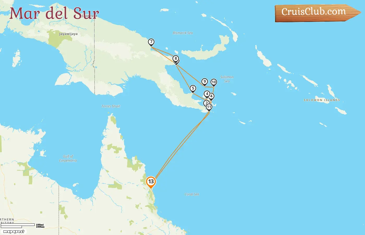 Crucero en el Mar del Sur desde Cairns a bordo del barco Le Lapérouse con visitas a Australia y Papúa Nueva Guinea durante 13 días