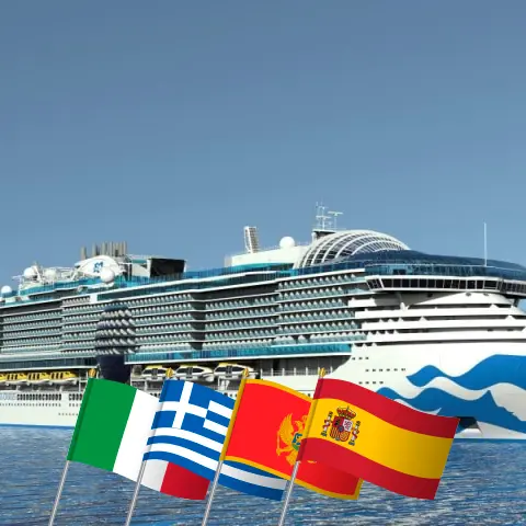 Cruzeiro no Mediterrâneo de Civitavecchia a Barcelona a bordo do navio Sun Princess com visitas à Itália, Grécia, Turquia, Montenegro e Espanha por 15 dias