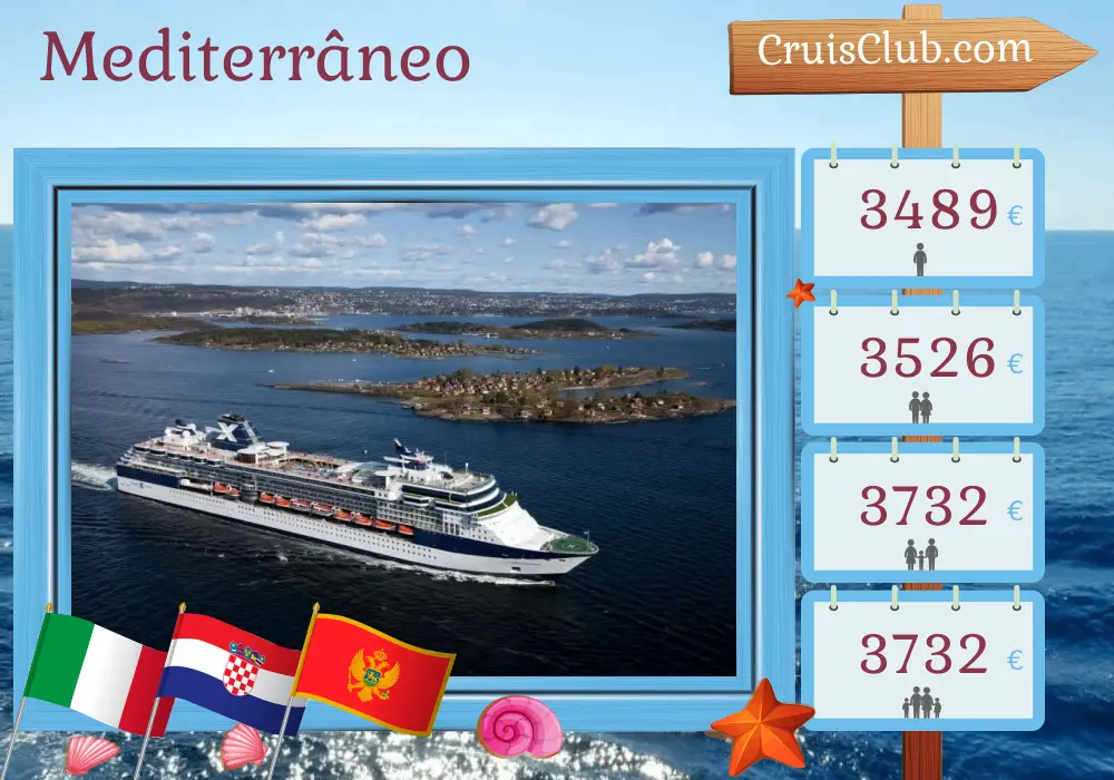 Cruzeiro no Mediterrâneo de Ravenna a Civitavecchia a bordo do navio Celebrity Constellation com visitas à Itália, Croácia e Montenegro por 11 dias