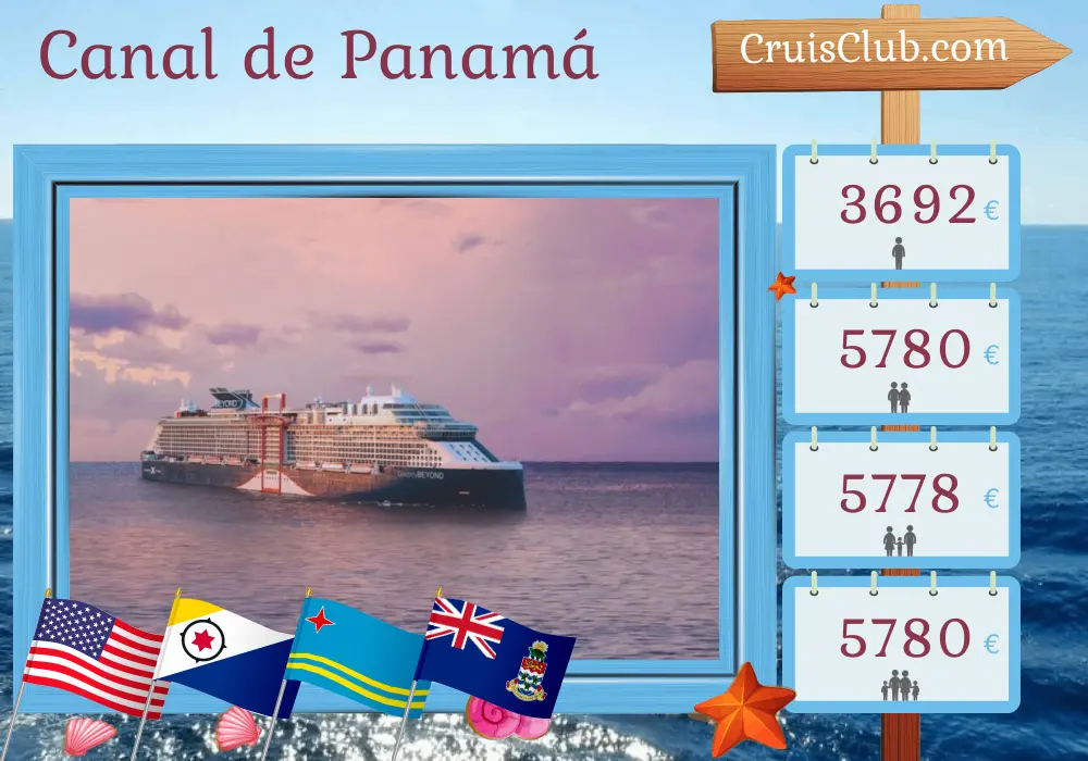 Crucero en el Canal de Panamá desde Fort Lauderdale a bordo del barco Celebrity Beyond con visitas a Estados Unidos, Colombia, Panamá, Aruba e Islas Caimán durante 12 días