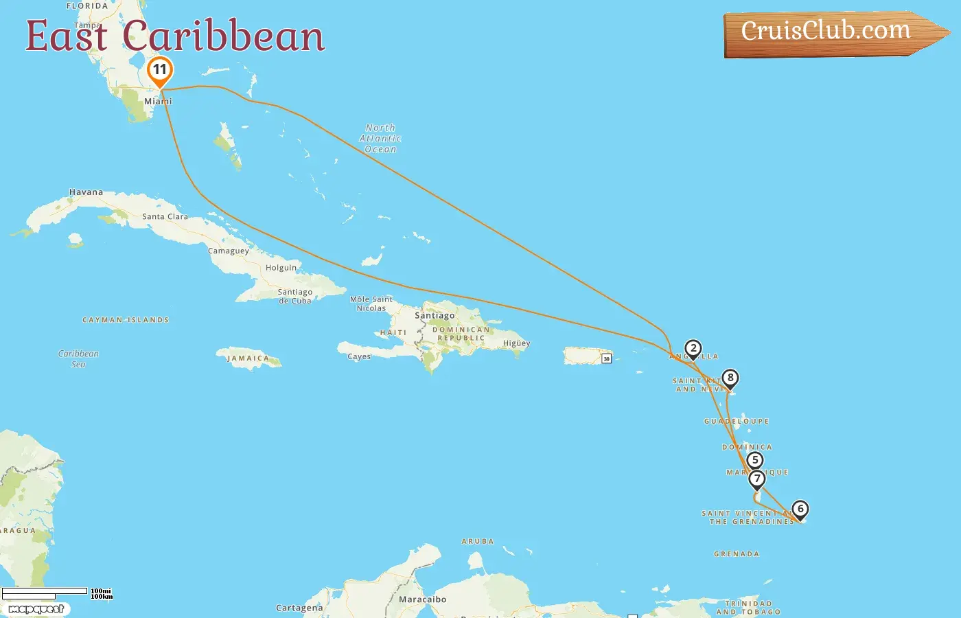 Cruise in the East Caribbean from Fort Lauderdale aboard Celebrity Silhouette ship with visits to USA, Martinique, Barbados, and Saint Lucia for 11 days