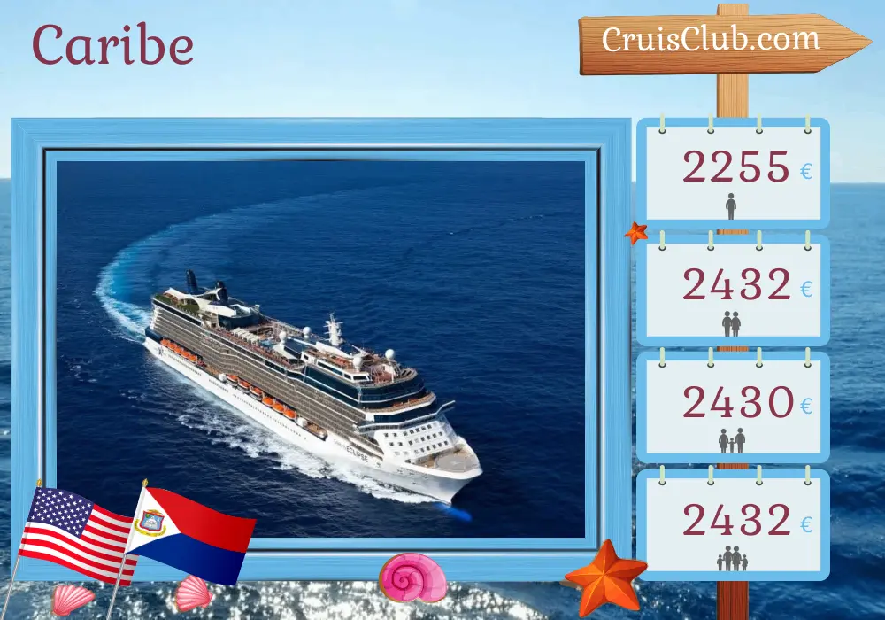 Cruzeiro no Caribe saindo de Fort Lauderdale a bordo do navio Celebrity Eclipse com visitas aos EUA, República Dominicana e Porto Rico por 8 dias