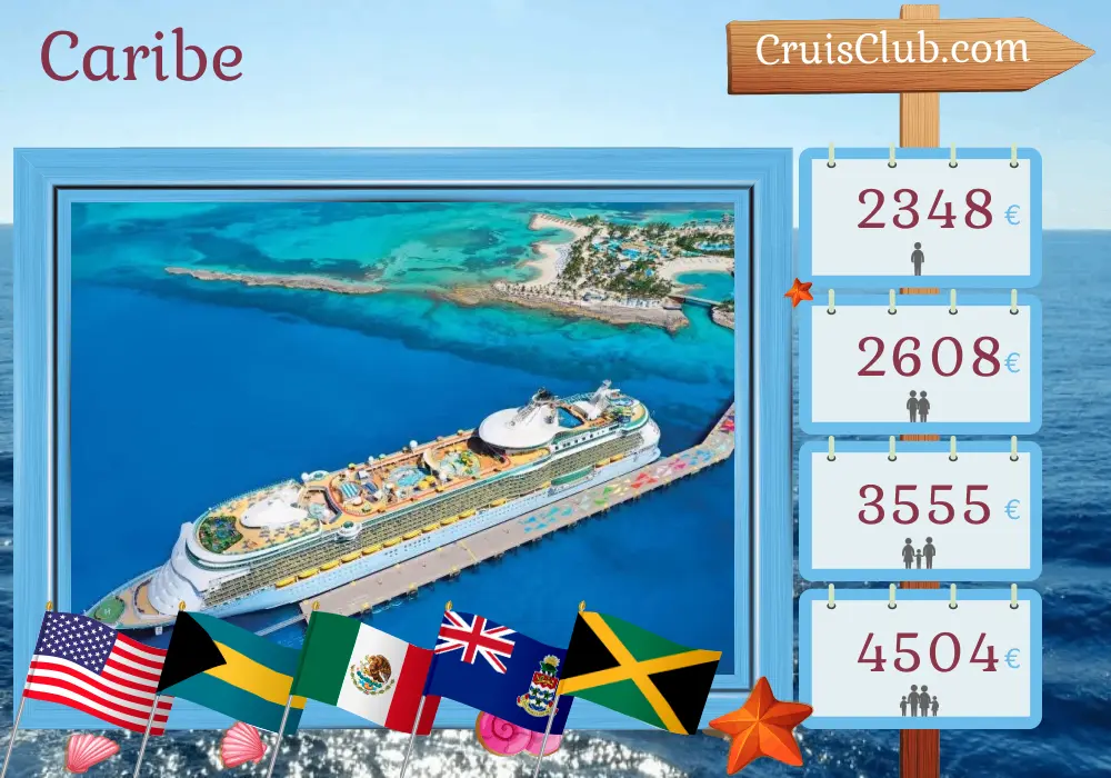 Cruzeiro no Caribe saindo de Fort Lauderdale a bordo do navio Freedom of the Seas com visitas aos Estados Unidos, Bahamas, México, Ilhas Cayman, Jamaica e Haiti por 9 dias