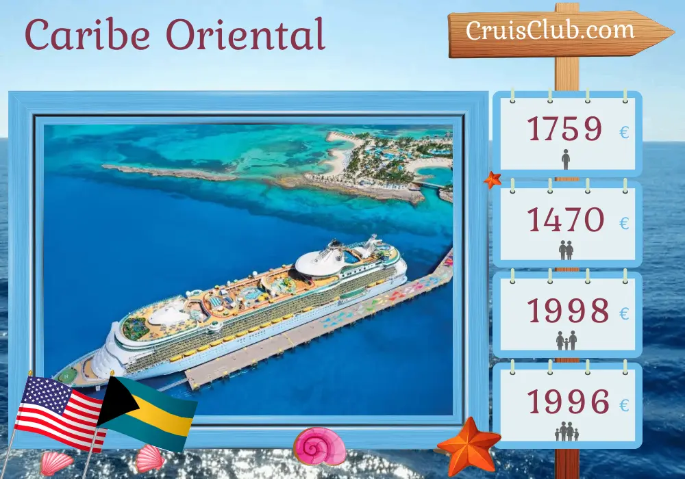 Crucero en el Caribe Oriental desde Fort Lauderdale a bordo del barco Freedom of the Seas con visitas a Estados Unidos, Bahamas y Puerto Rico durante 8 días