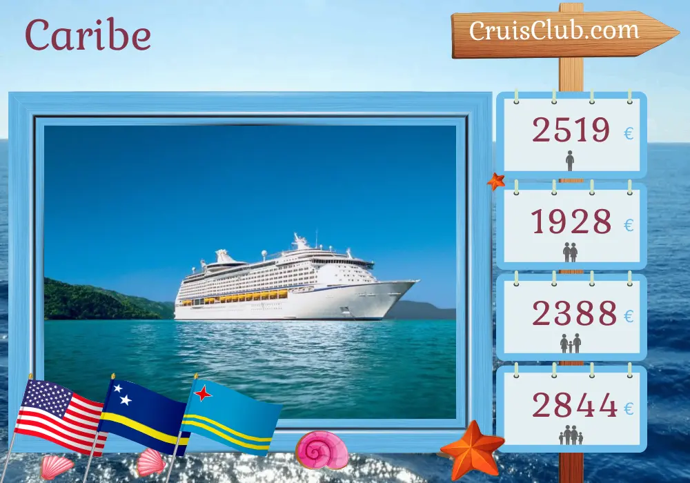 Cruzeiro no Caribe a partir de Port Canaveral / Orlando a bordo do navio Adventure of the Seas com visitas aos Estados Unidos, Curaçao, Aruba e Haiti por 9 dias