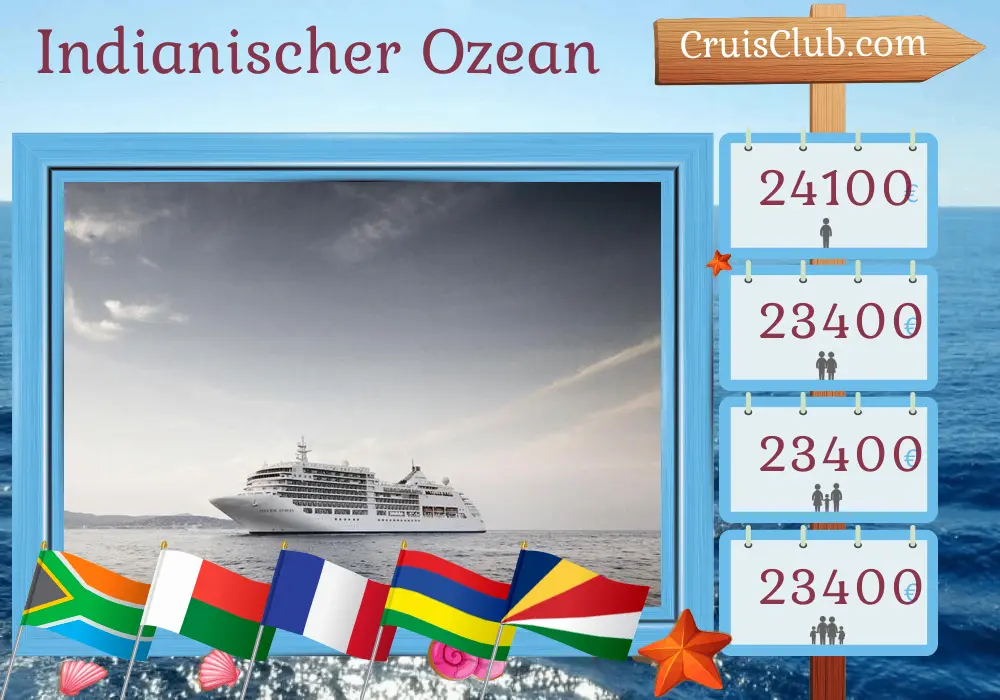 Kreuzfahrt im Indischen Ozean von Kapstadt nach Mahé an Bord des Silbergeist-Schiffs mit Besuchen in Südafrika, Madagaskar, Frankreich, Mauritius und den Seychellen für 16 Tage