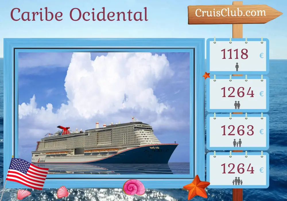 Cruzeiro no Caribe Ocidental de Port Canaveral / Orlando a bordo do navio Mardi Gras com visitas aos Estados Unidos, Bahamas e República Dominicana por 8 dias