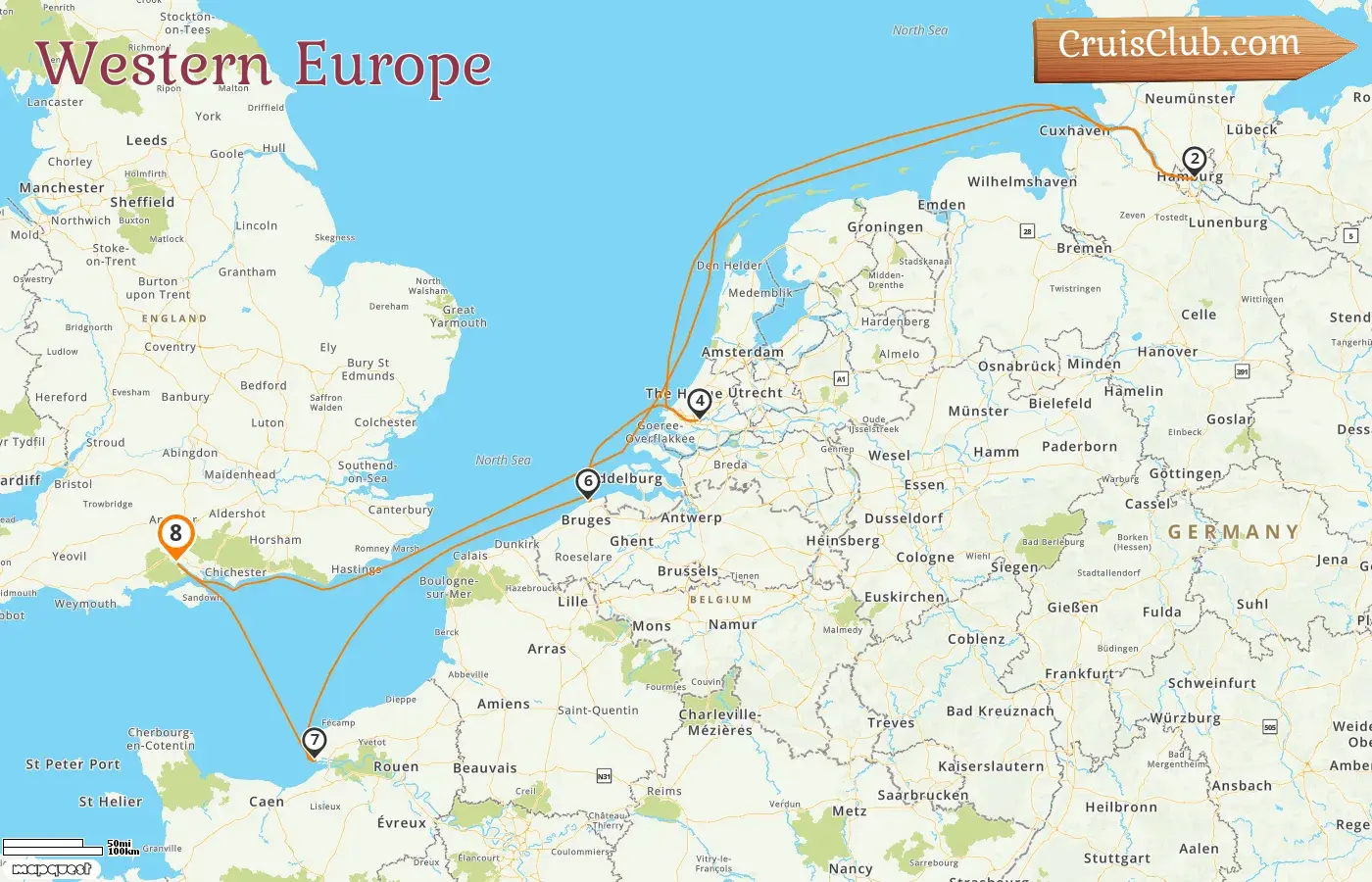 Westeuropa-Kreuzfahrt ab Southampton an Bord der MSC Preziosa mit Besuchen in Deutschland, den Niederlanden, Belgien und Frankreich für 8 Tage