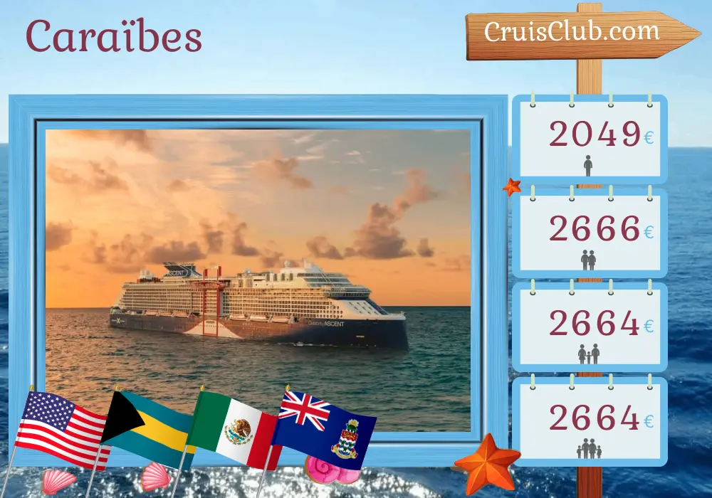 Croisière dans les Caraïbes depuis Fort Lauderdale à bord du navire Celebrity Ascent avec escales aux États-Unis, aux Bahamas, au Mexique et aux îles Caïmans pendant 8 jours