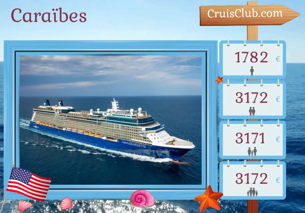 Croisière dans les Caraïbes depuis Fort Lauderdale à bord du navire Celebrity Silhouette avec des escales aux États-Unis, à Sainte-Lucie, à Trinité-et-Tobago et à la Grenade pendant 11 jours