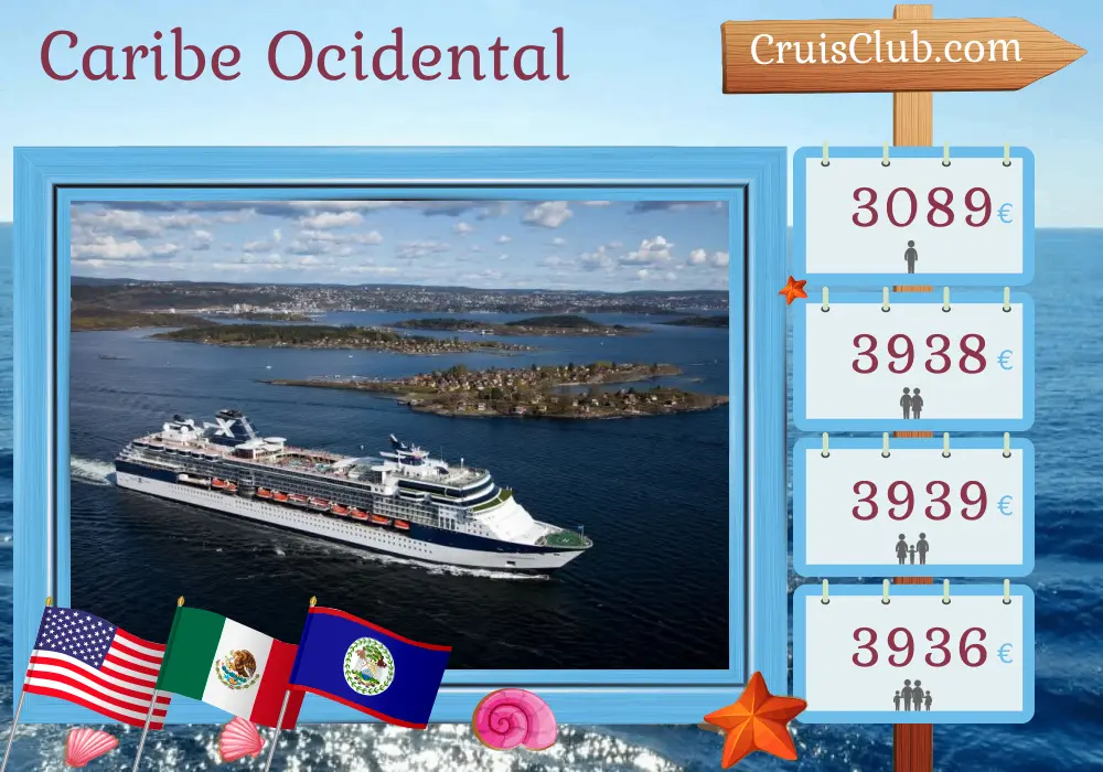 Cruzeiro no Caribe Ocidental a partir de Tampa a bordo do navio Celebrity Constellation com visitas aos Estados Unidos, México e Belize por 10 dias