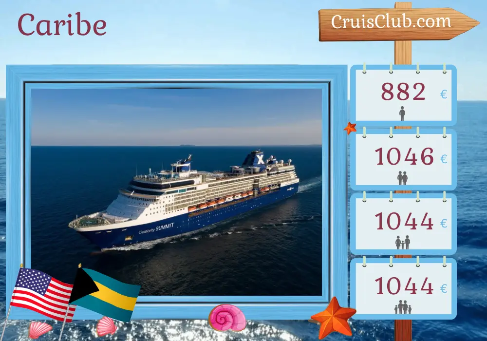 Cruzeiro no Caribe a partir de Miami a bordo do navio Celebrity Summit com visitas aos Estados Unidos e Bahamas por 5 dias