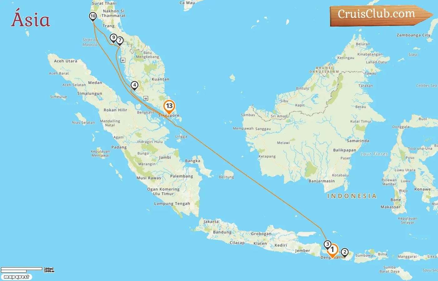Cruzeiro na Ásia de Benoa a Singapura a bordo do navio Celebrity Millennium com visitas à Indonésia, Malásia, Tailândia e Singapura por 13 dias