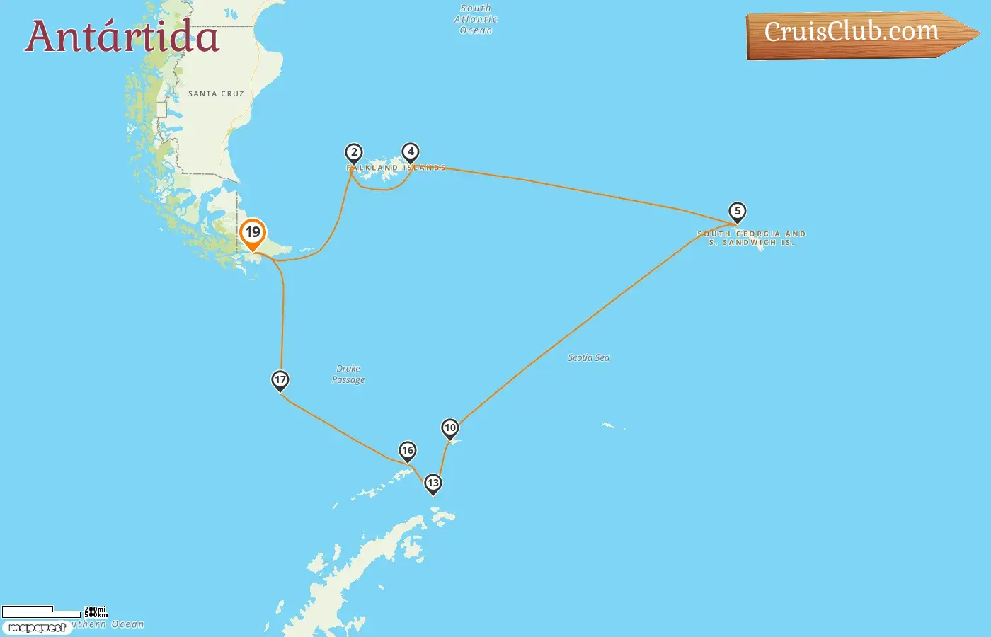Cruzeiro na Antártida de Puerto Williams a bordo do navio Silver Cloud com visitas ao Chile e Ilhas Falkland por 19 dias