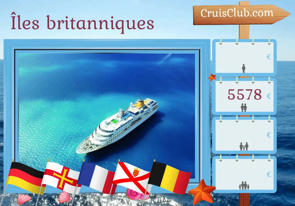 Croisière dans les Îles Britanniques depuis Hambourg à bord du navire MS Hamburg avec des visites en Allemagne, Guernesey, France, Jersey et Belgique pendant 12 jours