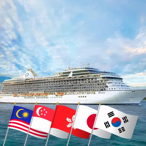 Croisière en Asie d`Abu Dhabi à Yokohama à bord du navire Riviera avec des visites aux Émirats arabes unis, au Qatar, à Oman, en Inde, aux Maldives, au Sri Lanka, en Thaïlande, en Malaisie, en Indonésie, à Singapour, à Brunei Darussalam, aux Philippines, au Vietnam, au Cambodge, à Hong Kong, à Taïwan, au Japon, en Chine et en Corée du Sud pendant 83 jours