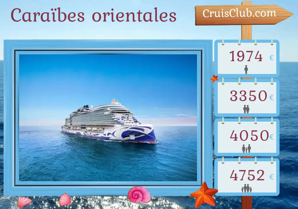 Croisière dans les Caraïbes de l`Est depuis San Juan à bord du navire Norwegian Viva avec des visites à Porto Rico, aux Îles Vierges britanniques, à la Barbade et à Sainte-Lucie pendant 8 jours