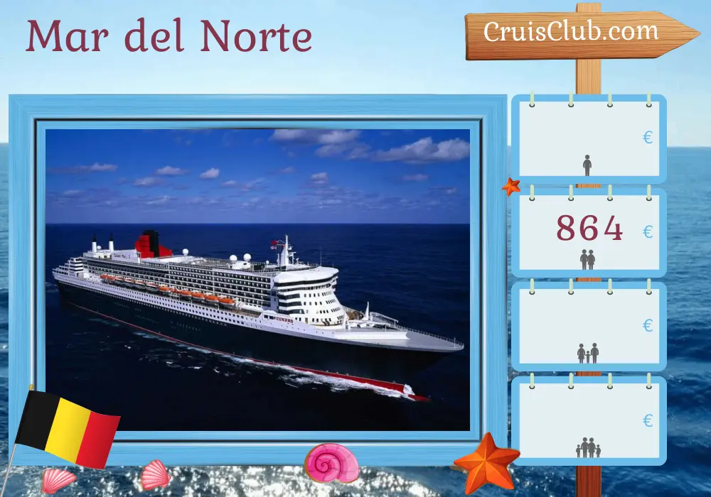 Crucero en el Mar del Norte desde Southampton a bordo del barco Queen Mary 2 con visitas a Bélgica durante 4 días