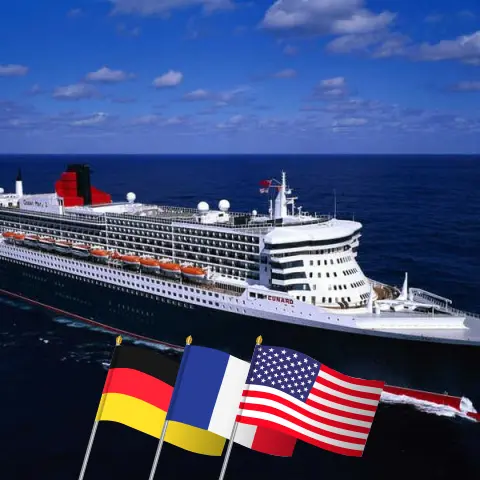 Croisière transatlantique de Hambourg à New York à bord du paquebot Queen Mary 2 avec escales en Allemagne, en France et aux États-Unis pendant 11 jours