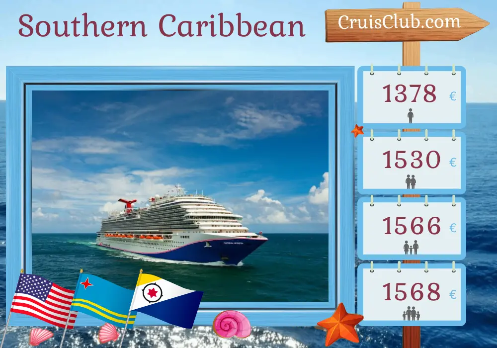 Carnival Horizon Southern Caribbean Cruise from Miami with visits to USA, Aruba, and Dominican Republic for 9 days