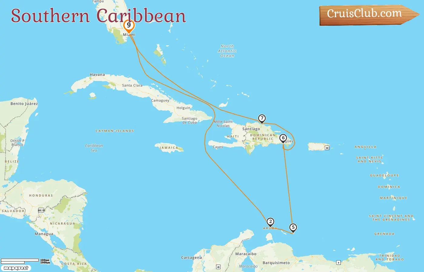 Carnival Horizon Southern Caribbean Cruise from Miami with visits to USA, Aruba, and Dominican Republic for 9 days