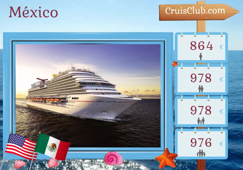 Cruzeiro no México a partir de Long Beach a bordo do navio Carnival Panorama com visitas aos EUA e México por 7 dias