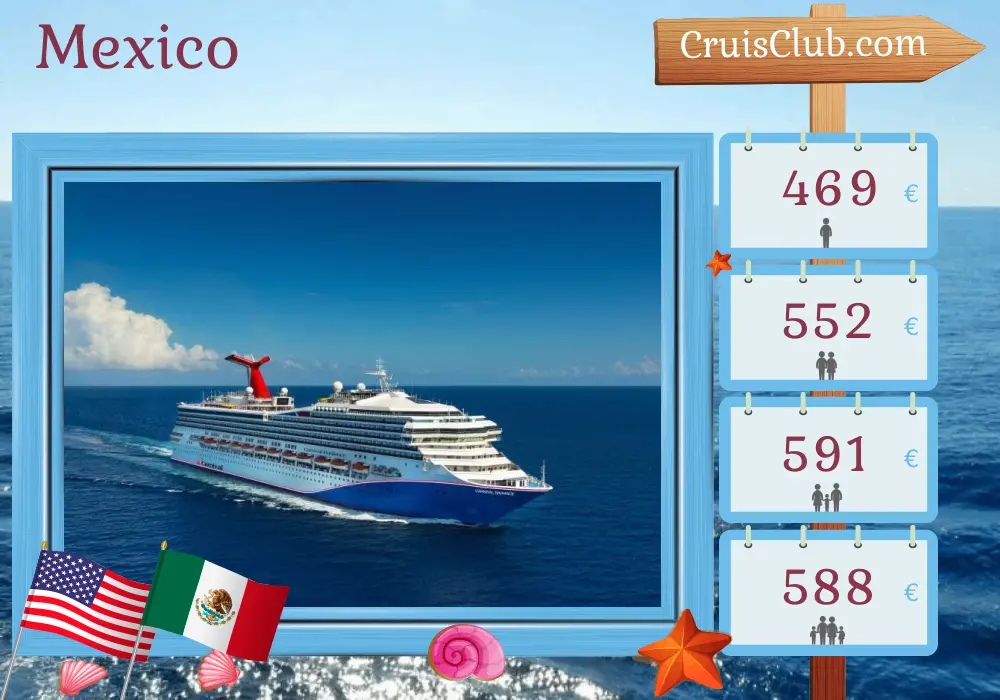 Crucero en México desde Long Beach a bordo del barco Carnival Radiance con visitas a Estados Unidos y México por 4 días