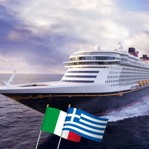 Cruzeiro no Mediterrâneo a partir de Civitavecchia a bordo do navio Disney Dream com visitas à Itália e Grécia por 8 dias