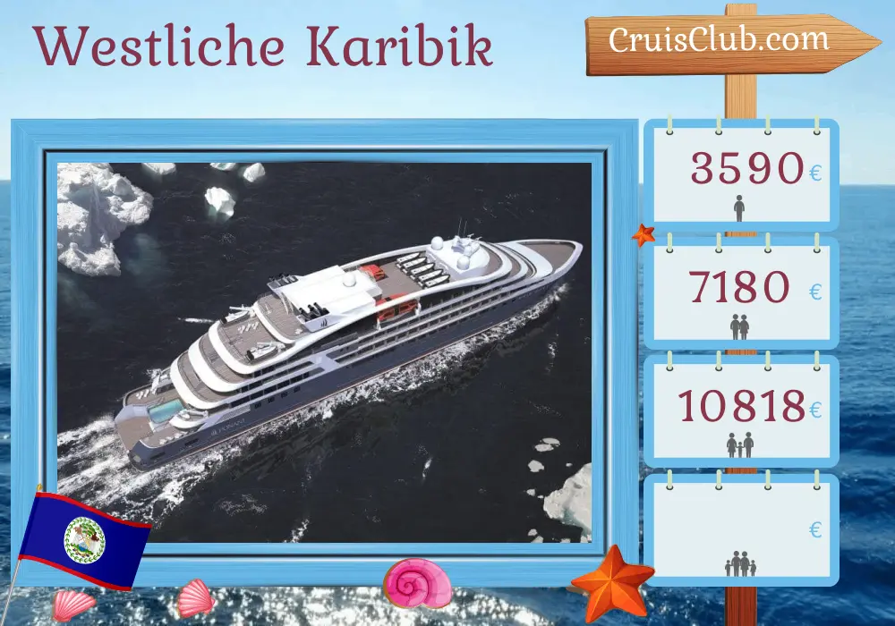 Kreuzfahrt in der westlichen Karibik ab Belize City an Bord des Schiffes Le Dumont d`Urville mit Besuchen in Belize und Honduras für 8 Tage