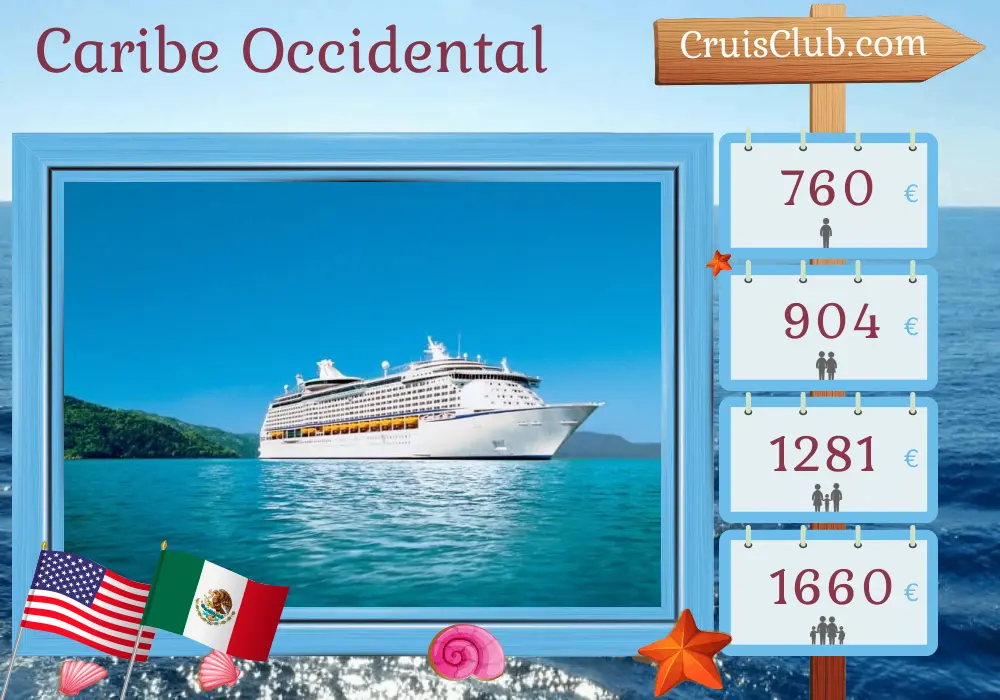 Crucero por el Caribe Occidental desde Galveston a bordo del barco Voyager of the Seas con visitas a Estados Unidos y México durante 6 días