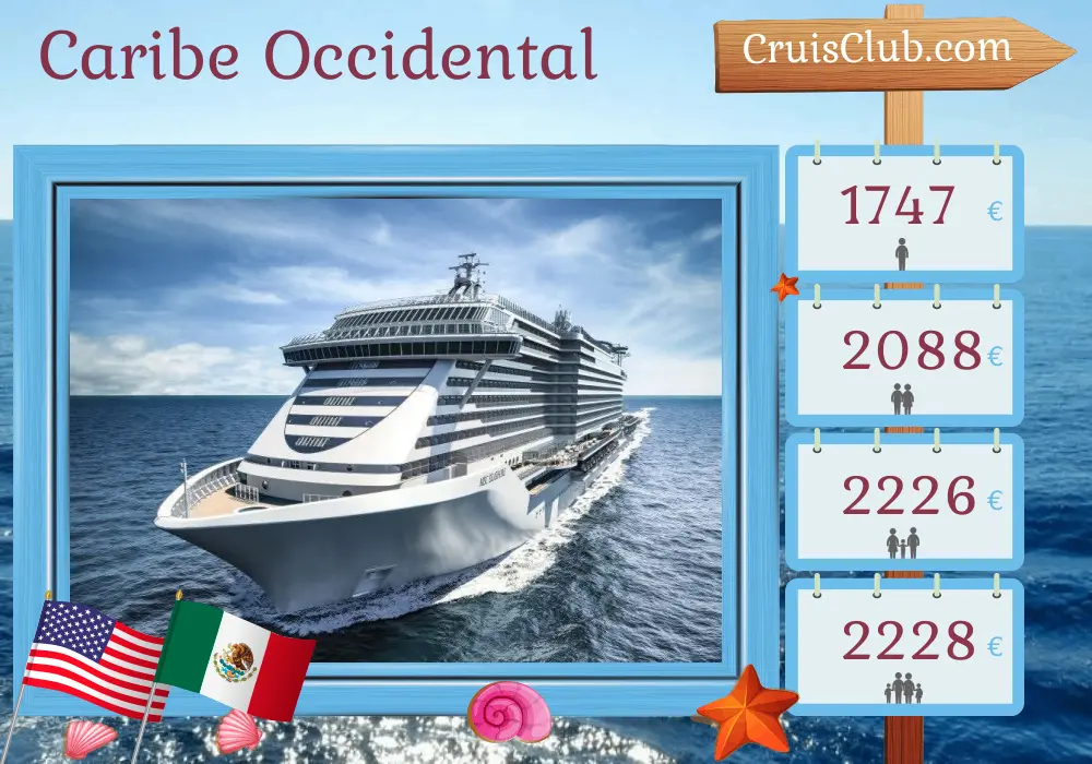 Crucero por el Caribe Occidental desde Port Canaveral / Orlando a bordo del barco MSC Seashore con visitas a Estados Unidos, Bahamas y México durante 12 días