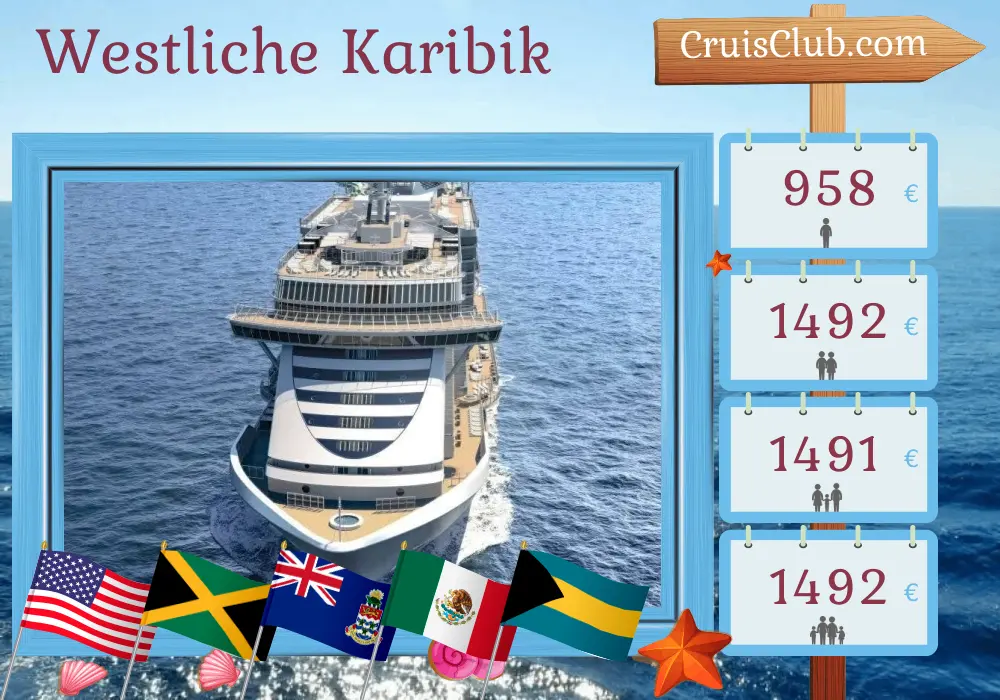 Kreuzfahrt in der westlichen Karibik ab Miami an Bord des Schiffes MSC Seascape mit Besuchen in den USA, Jamaika, den Cayman Islands, Mexiko und den Bahamas für 8 Tage