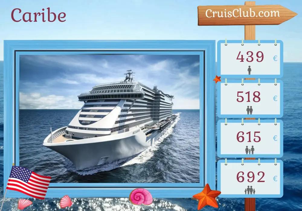 Cruzeiro no Caribe a partir de Port Canaveral / Orlando a bordo do navio MSC Seashore com visitas aos EUA e Bahamas por 4 dias