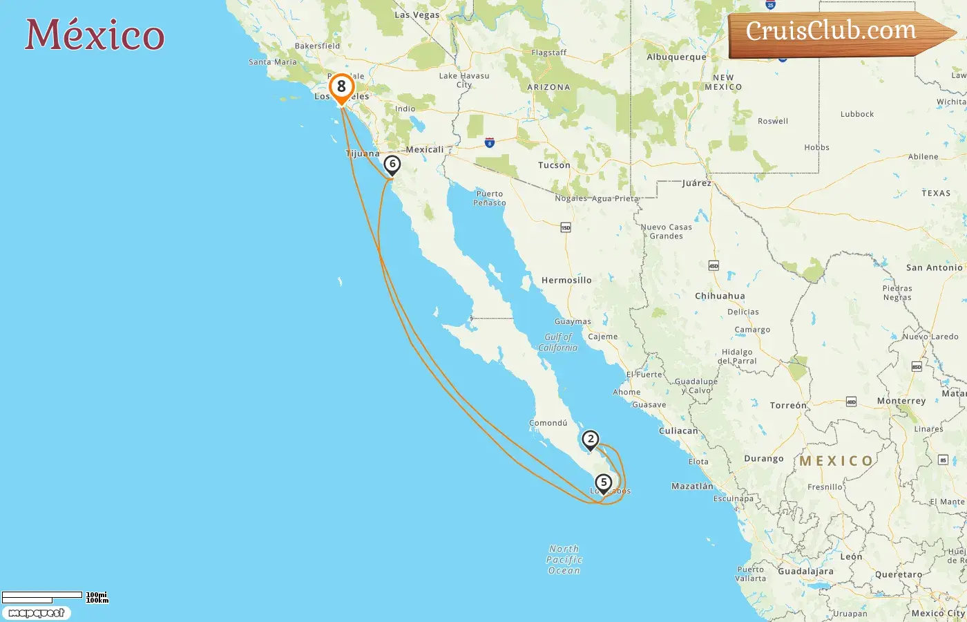 Crucero en México desde Los Ángeles a bordo del barco Emerald Princess con visitas a Estados Unidos y México por 8 días