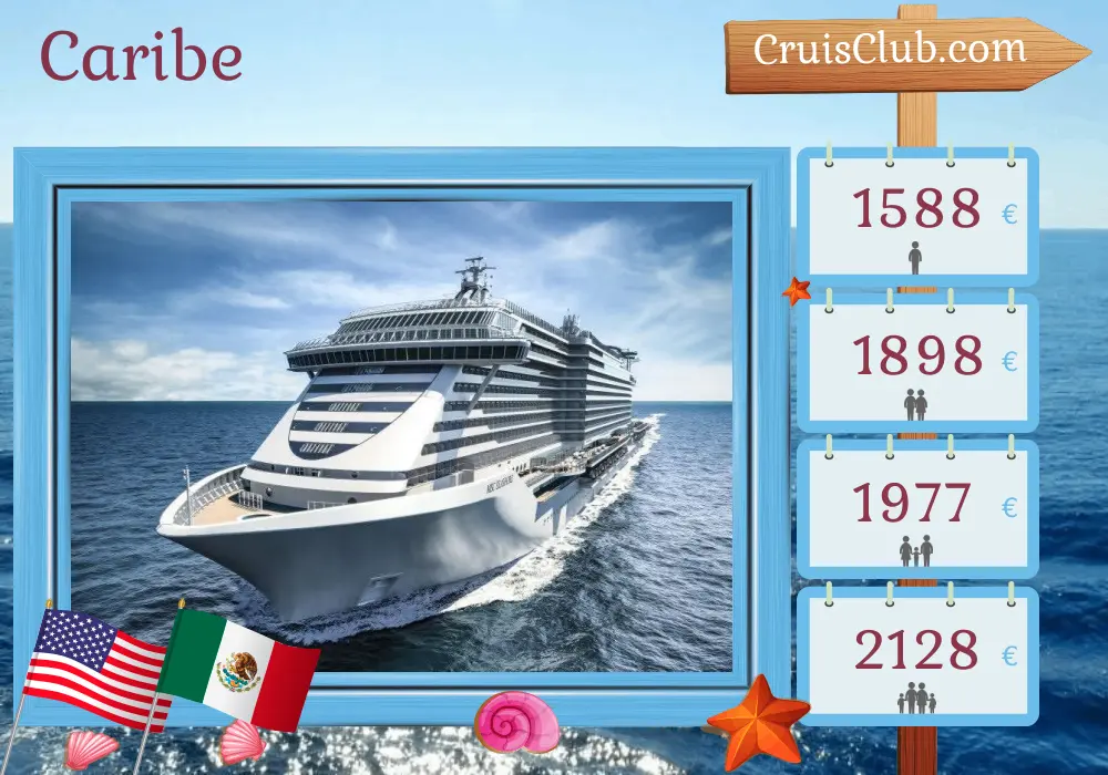 Cruzeiro no Caribe a partir de Port Canaveral / Orlando a bordo do navio MSC Seashore com visitas aos EUA, Bahamas e México por 11 dias