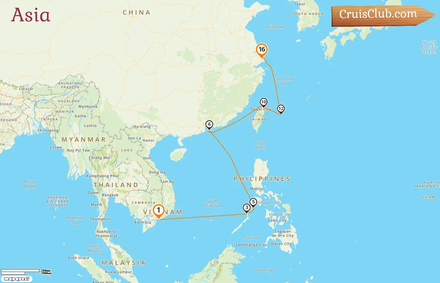 Asia Cruise: Ho Chi Minh City to Shanghai aboard MS EUROPA. Visiting Viet Nam, Philippines, Hong Kong, Taiwan, Japan, and China. 16 days