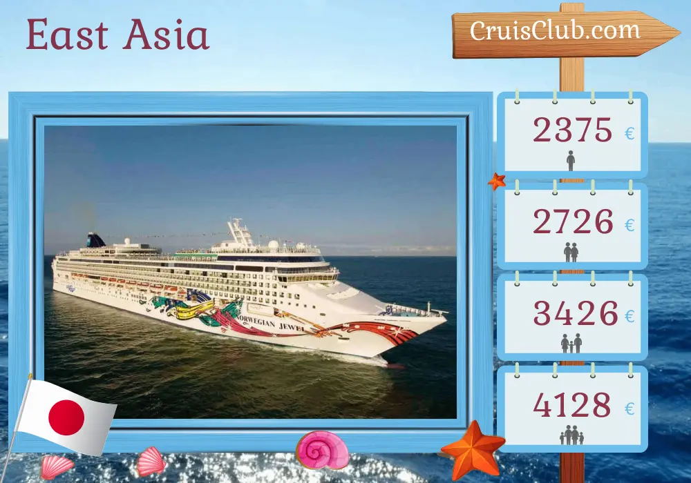 East Asia Cruise aboard Norwegian Jewel from Keelung to Tokyo with visits to Taiwan and Japan for 12 days