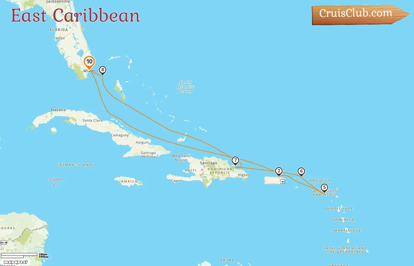 East Caribbean Cruise on board EXPLORA I: USA, Puerto Rico, Saint Kitts and Nevis, British Virgin Islands, Dominican Republic, and Bahamas for 10 days