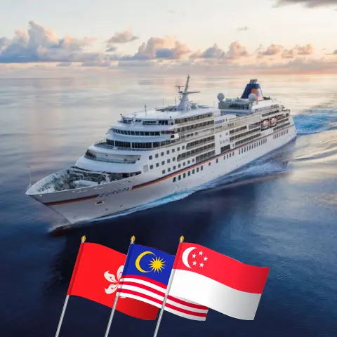 Cruzeiro na Ásia de Hong Kong para Kelang a bordo do navio MS EUROPA com visitas a Hong Kong, Vietnã, Camboja, Malásia e Singapura por 15 dias