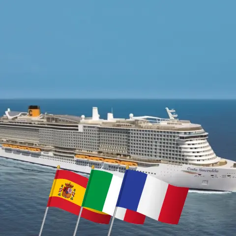 Crucero por el Mediterráneo desde Barcelona a bordo del barco Costa Smeralda con visitas a España, Italia y Francia durante 8 días