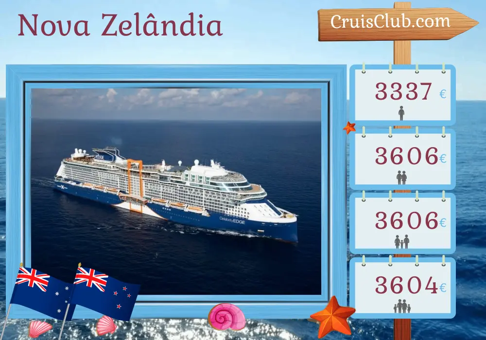 Cruzeiro na Nova Zelândia a partir de Sydney a bordo do navio Celebrity Edge com visitas à Austrália e à Nova Zelândia por 12 dias