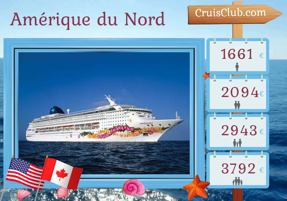 Croisière en Amérique du Nord de Baltimore à Québec à bord du navire Norwegian Sky avec des visites aux États-Unis et au Canada pendant 12 jours