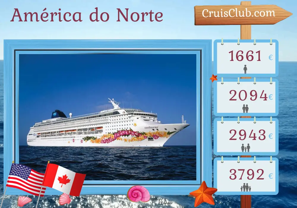 Cruzeiro na América do Norte de Baltimore a Quebec a bordo do navio Norwegian Sky com visitas aos EUA e Canadá por 12 dias