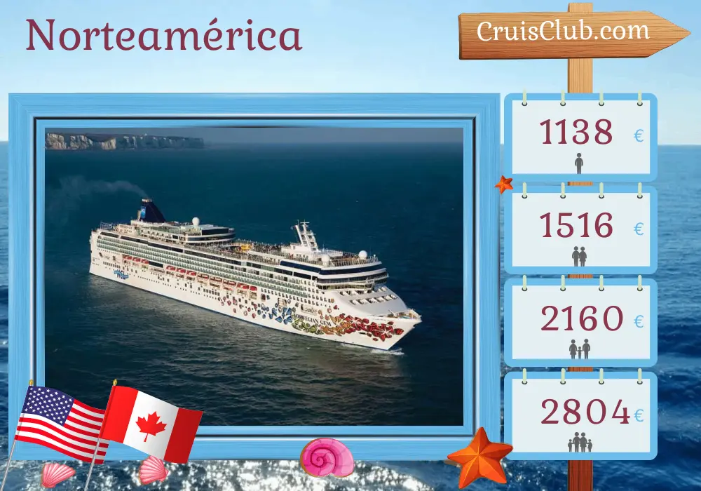 Cruce por América del Norte de Boston a Quebec a bordo del Norwegian Gem con visitas a Estados Unidos y Canadá por 8 días