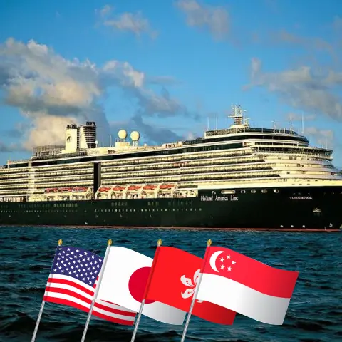 Croisière dans le tour du monde de Honolulu à Singapour à bord du navire Zuiderdam avec des visites aux États-Unis, Guam, Îles Mariannes du Nord, Japon, Chine, Hong Kong, Viêt Nam et Singapour pendant 44 jours