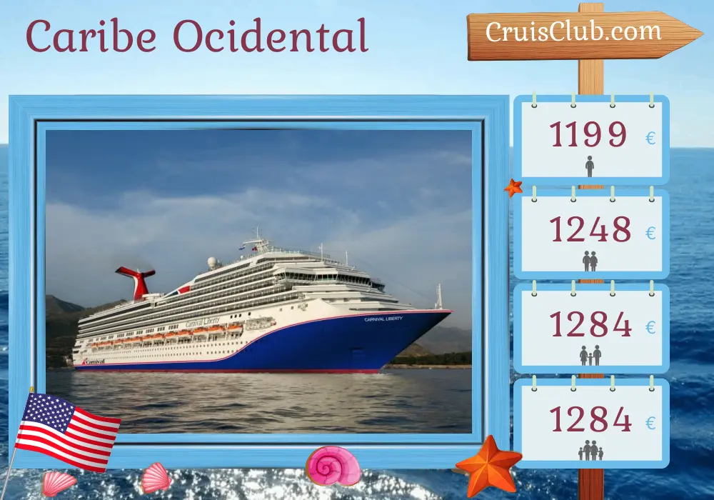 Cruzeiro no Caribe Ocidental a partir de Port Canaveral / Orlando a bordo do navio Carnival Liberty com visitas aos EUA e Bahamas por 5 dias